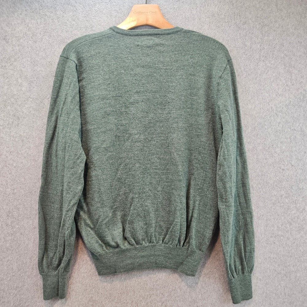 POLO GOLF LAUREN | Mens L Merino Wool V-Neck Sweater Sage Green Logo - Picture 2 of 10